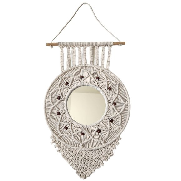 Other - Handmade Boho Macrame Mirror Round Wall Hanging Bohemian
